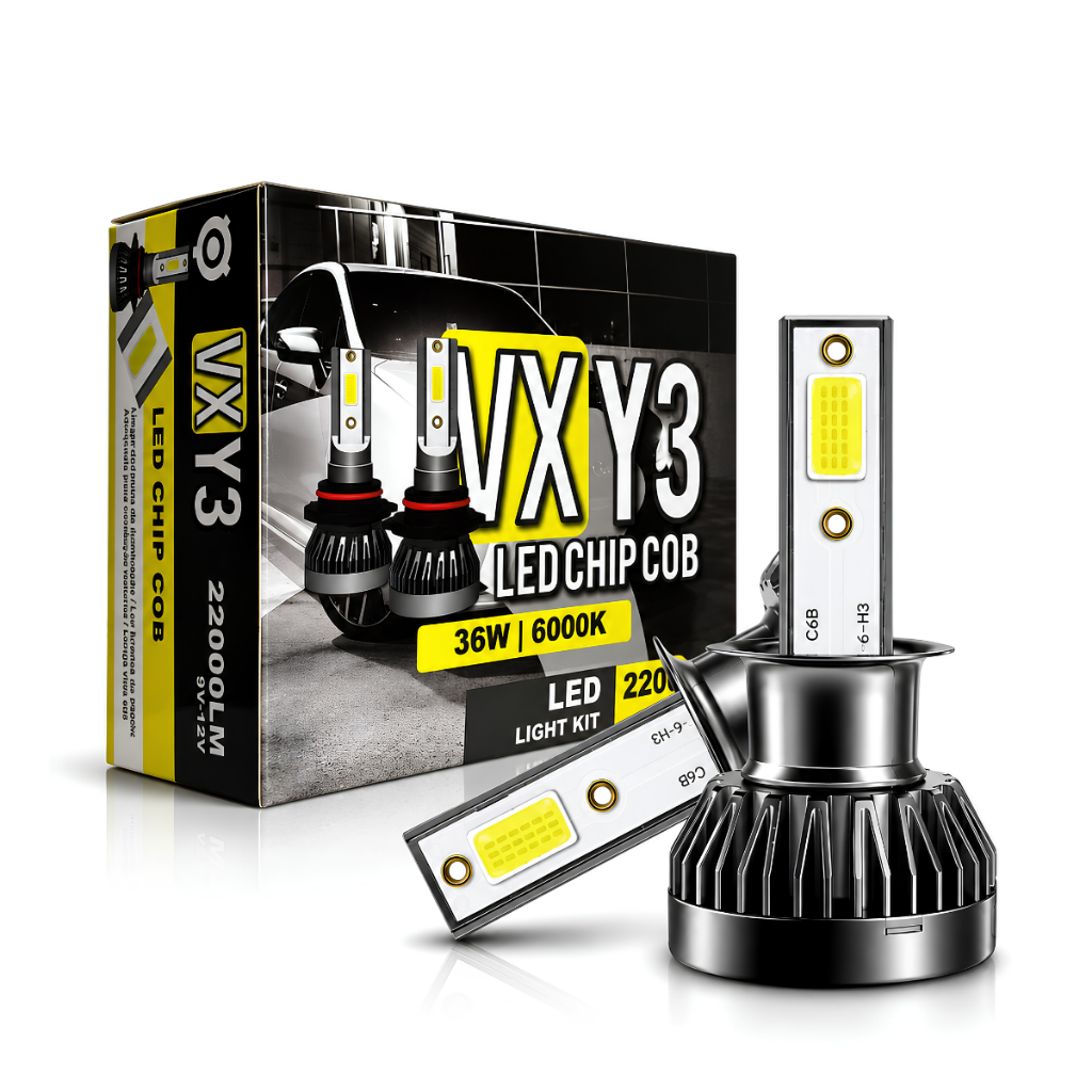 Kit Super Led Y3 Nano 36w 6000k Conector H3 Branco Frio Par Lampada Led Y3 H3 22000 Lumens