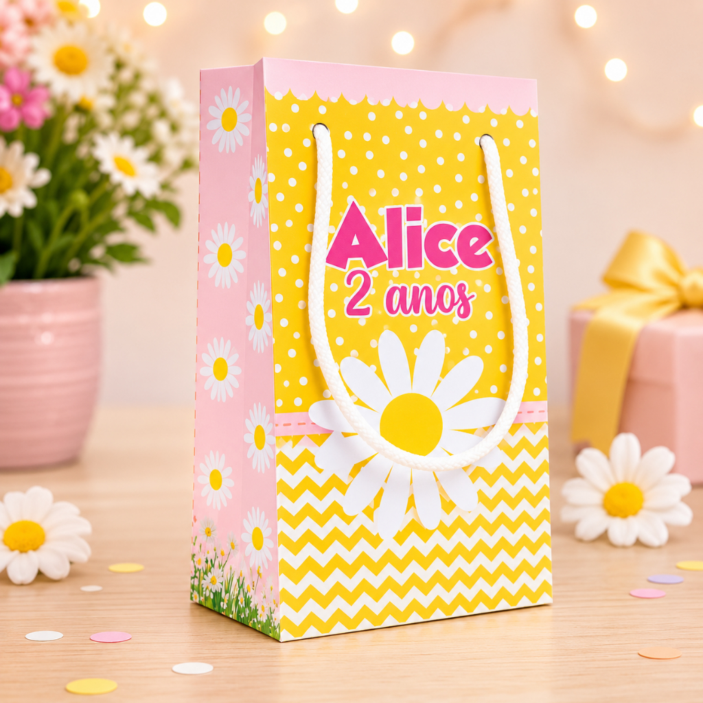 ENVIO RAPIDO 10~30 Sacolinha Surpresa Personalizada Margaridas Margaridinhas Lembrancinhas Festa infantil Aniversário