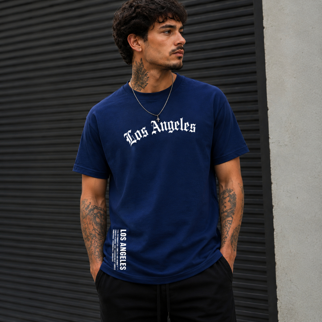 Camiseta Oversized Los Angeles Streetwear Unissex 100% Algodão Estampada Premium
