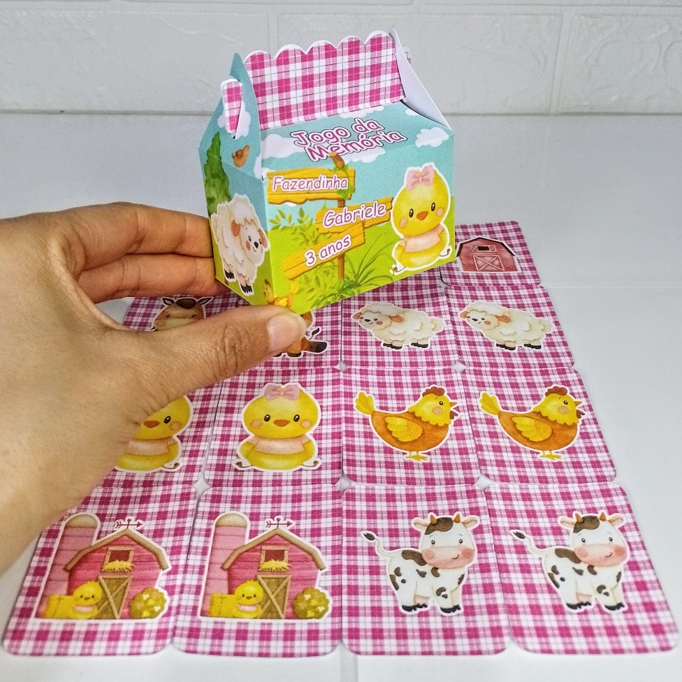 Jogo da memória FAZENDINHA ROSA para lembrancinhas de festa  de aniversário infantil  FAZEMOS  TODOS  TEMAS/ENVIO RÁPIDO