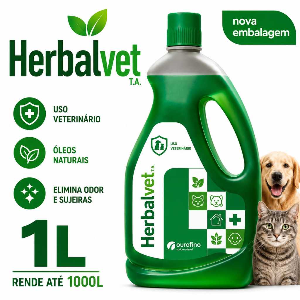 Herbalvet T.A. 1L – Desinfetante de Uso Veterinário com Óleos Naturais