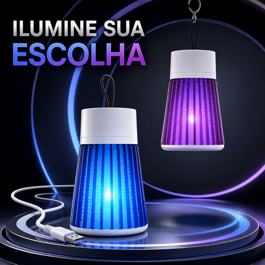 Luminária Mata Mosquitos Elétrica USB Multicores Pendurável Para Ambientes Internos e Externos Protegendo Contra Insetos