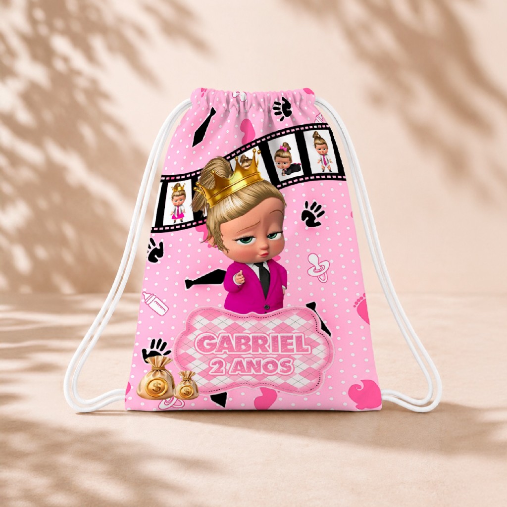 10 Mochila Personalizada 18x26 Sacolinhas Festa Aniversário Lembrancinha Chefinho Chefinha Loira