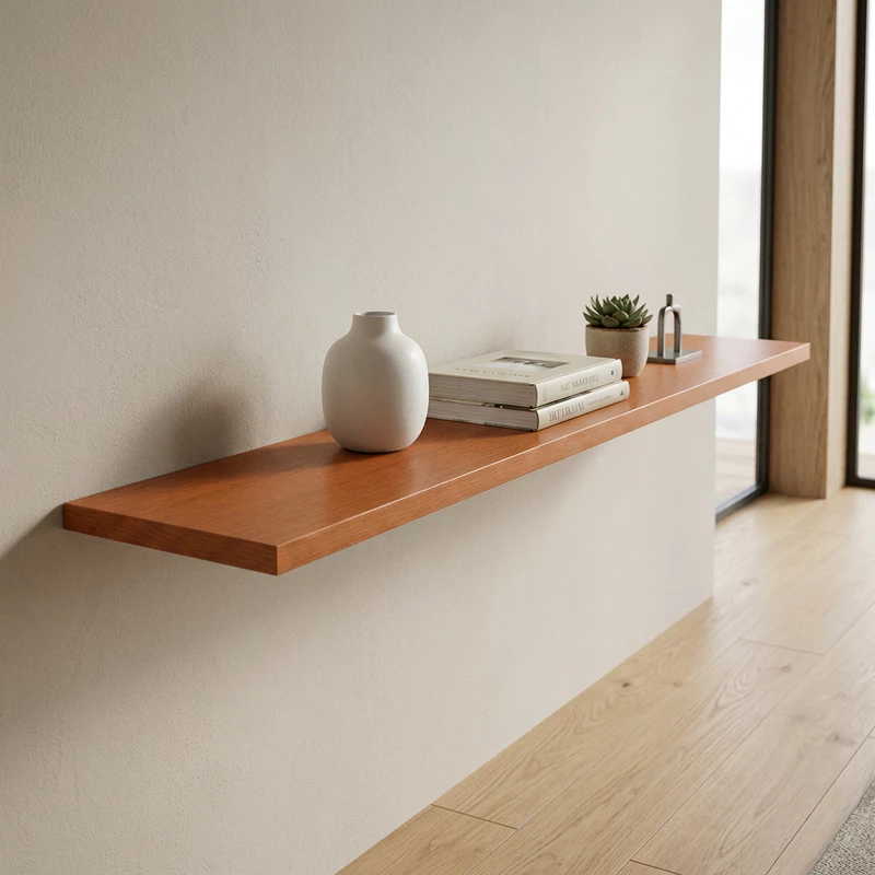 Prateleira de Parede MDF Madeirado Freijó 120x20cm com Suporte Invisível — foto 5