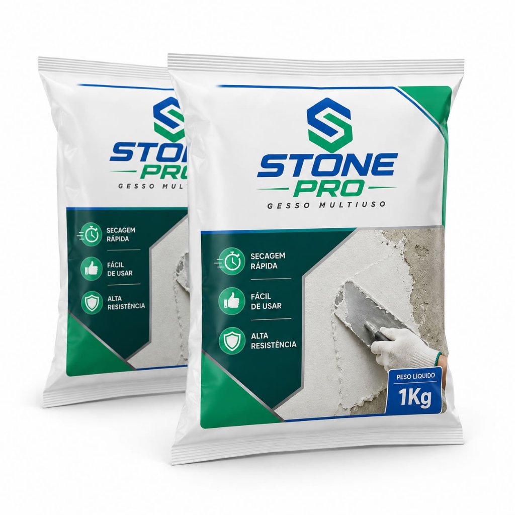 2kg Gesso Po Branco Secagem Rapida P/ Construção E Reforma Branco