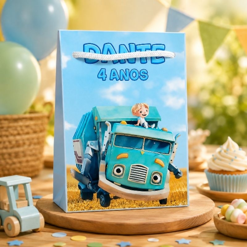 sacolinha personalizada caminhão/ lembrancinhas/ aniversário/ festa infantil