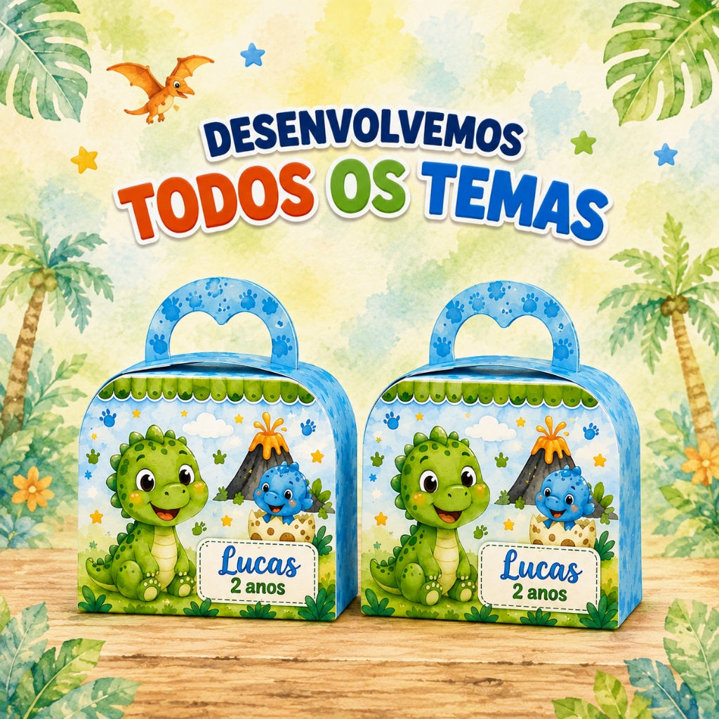 Kit caixa maleta redonda papelaria personalizada todos os temas, pegue e monte