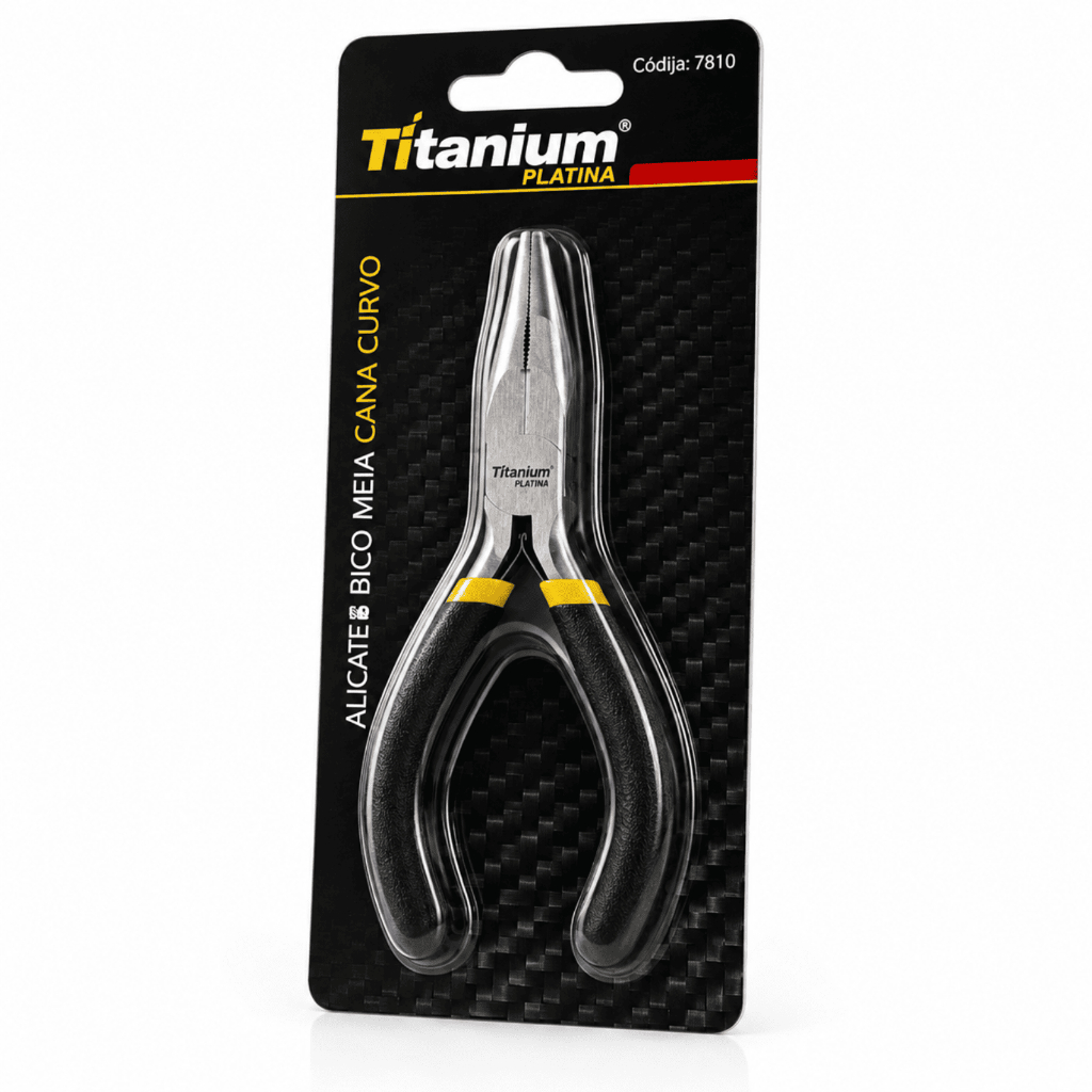 Mini Alicate Bico Meia Cana Curvo 4.1/2 Pol de Precisão Profissional Titanium Platina