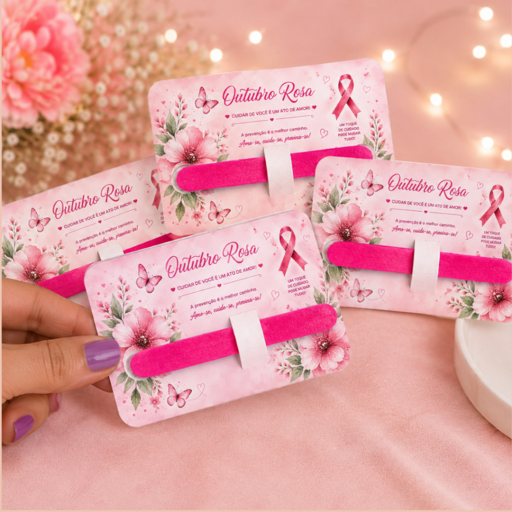 Card com Mini Lixa\Cartão com mini lixa Outubro Rosa / Lembrancinha Outubro Rosa/Brindes para clientes/ Nail designer — imagem 2 de 2