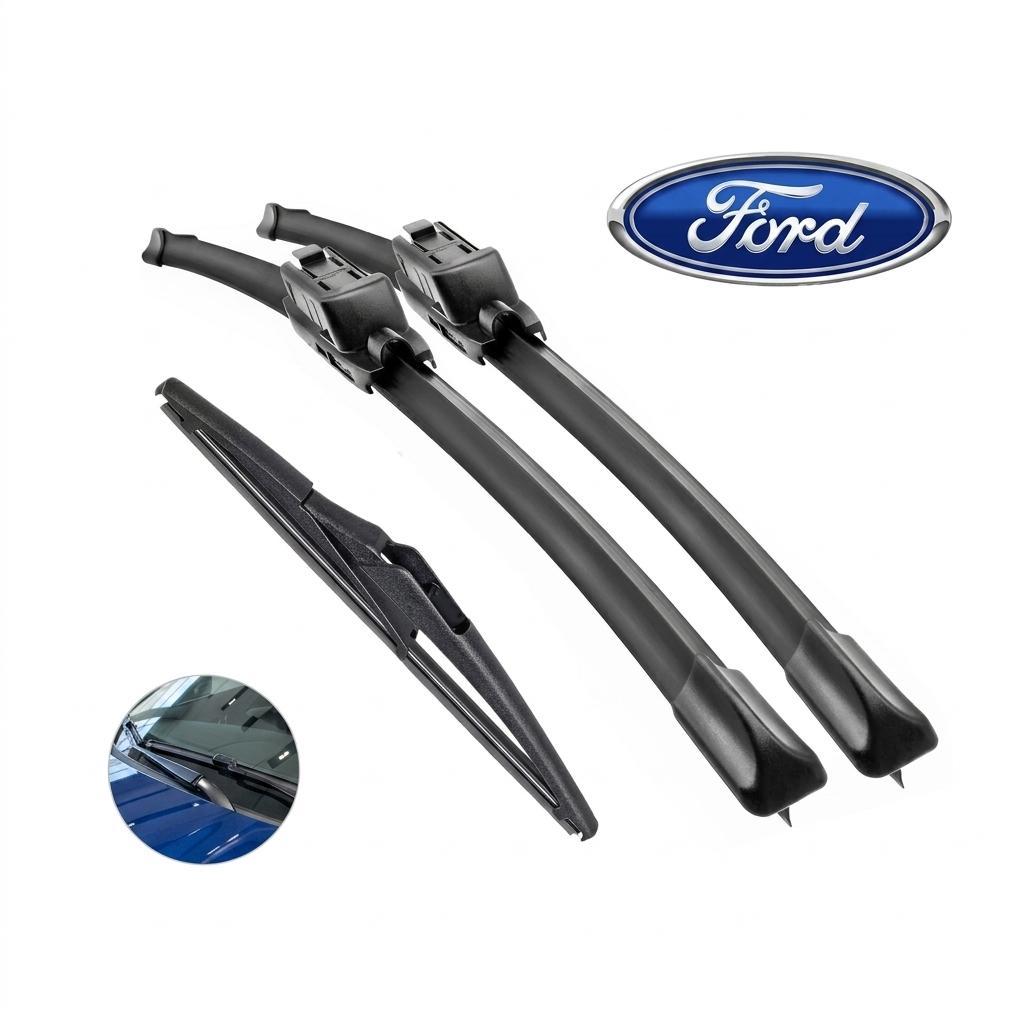 Kit Palhetas Limpador de Parabrisa Paleta Silicone Ford Ka Ecoespot Fiesta Fusion Focus Ranger