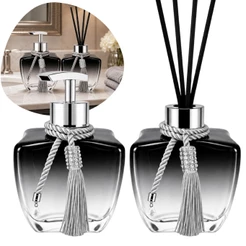 Kit 02 Vidros Estrela Degrade Preto Banheiro 280ml Sabonete E Difusor + Enfeite Luxo