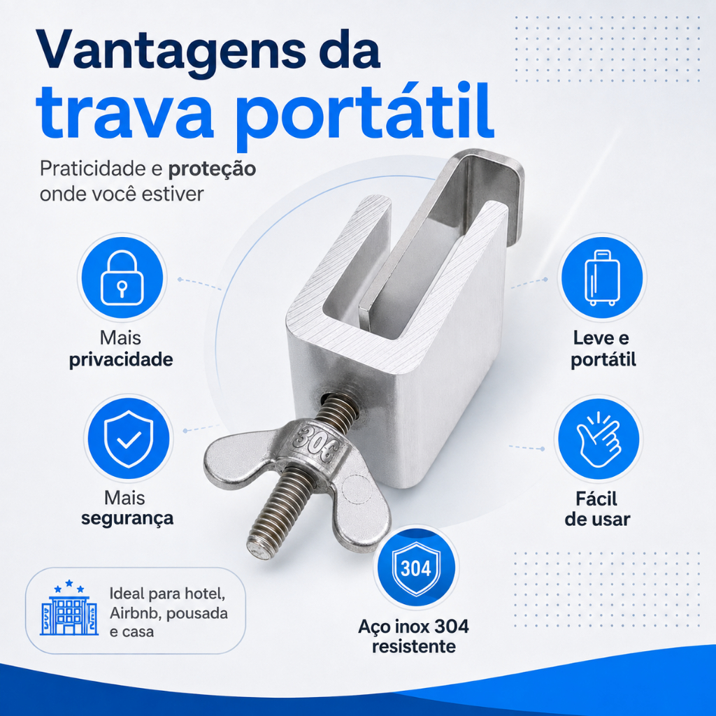 Trava De Porta Portátil P/ Hotel Fechadura Universal Interna — imagem 2 de 2