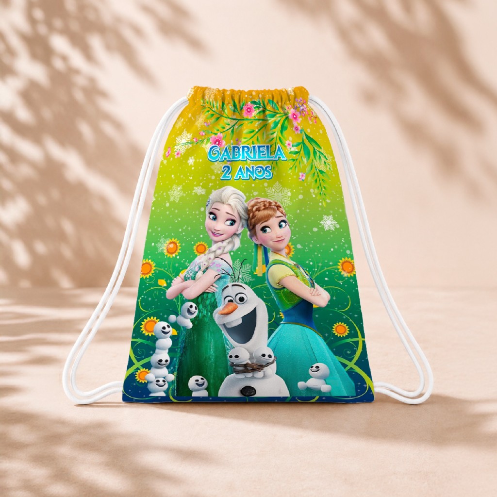 10 Mochila Personalizada Infantil 18x26 Sacolinhas Surpresa Festa Aniversário Lembrancinha Frozen Fever