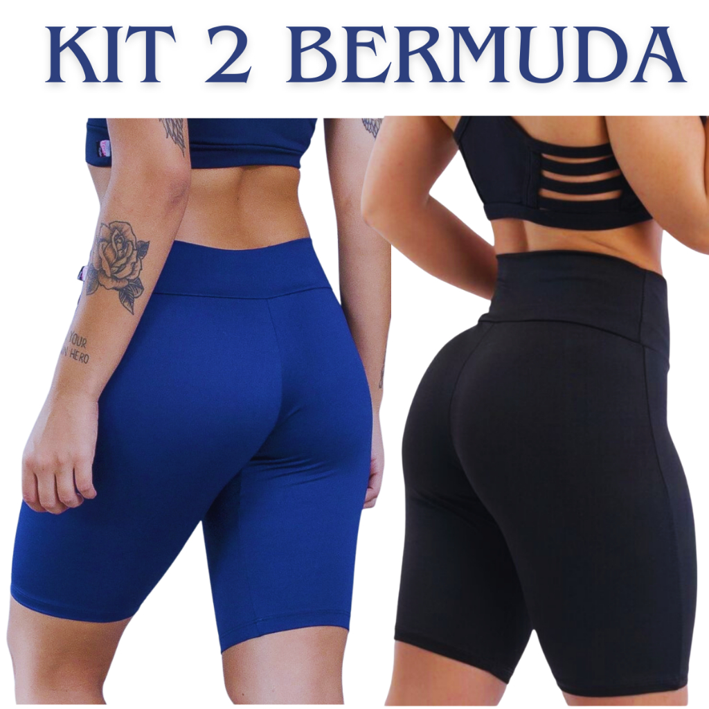KIT 2 Bermuda Feminina Ciclista Shorts Feminino Suplex Academia Shortinho
