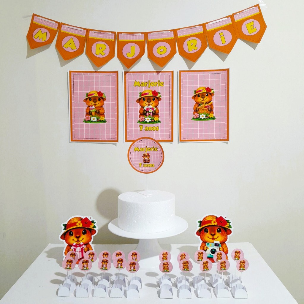 Kit Festa Capivara Personalizado, Só um Bolinho,Lembrancinhas, Aniversário infantil, Festa em Casa