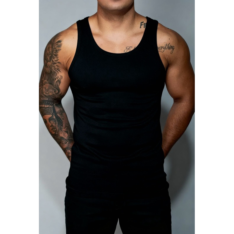 Regata Masculina Canelada Ribana Premium Academia Treino Fitness Modelo Americano