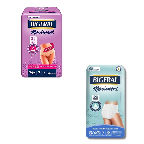 Fralda  Adulto Bigfral Roupa Intima Moviment Pants Masculina e Feminina Incontinência Urinaria tipo cueca tipo calcinha
