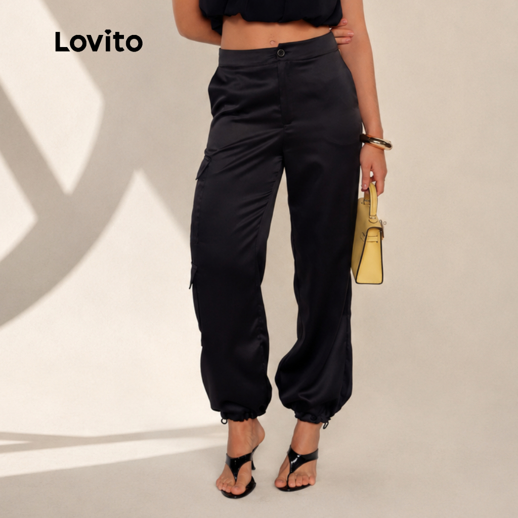 Lovito Calça Parachute Tactel Feminina BRPTB16491679