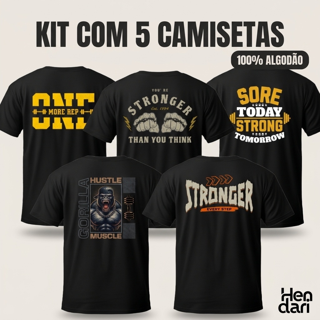 Kit 5 Academia Treino Crossfit Fitness Musculação Corrida Algodão Feminina Camisetas Blusa Tshirt Streetwear