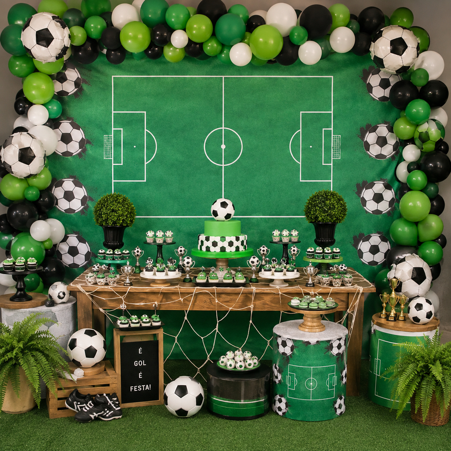Tnt Estampado Toalha Decoração De Aniversário Campo De Futebol 2m X 1,40m