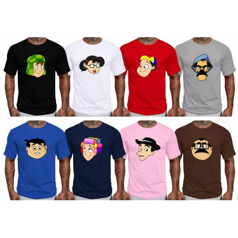 Camiseta básica Chaves e personagens da vizinhança 100% Algodão Premium | Estampa Clássica | Unissex