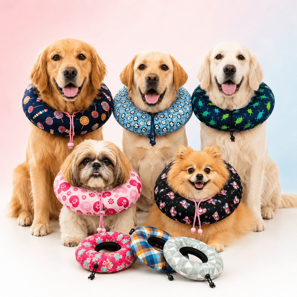 Colar Elizabetano Almofadado Ajustável Boia Macio Para Cães e Gatos P ao GG