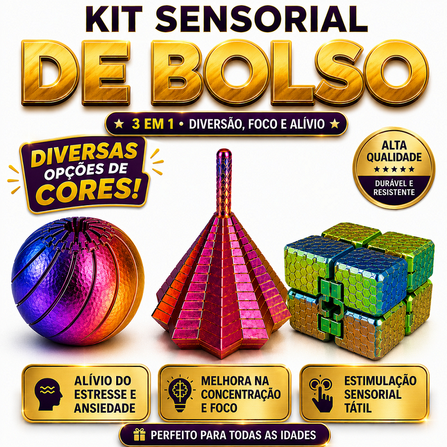 Kit Fidget Toy 3D - Bola Estrela e Cubo - Multicolorido Anti Stress Ansiedade TDAH Autismo