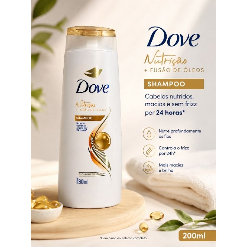 Shampoo Dove Nutrição + Fusão de Óleos – 200ml