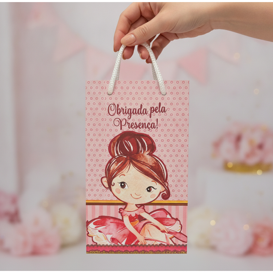 SACOLINHA PERSONALIZADA BAILARINA- ANIVERSÁRIO-MESVERSARIO-BATIZADO-LEMBRANCINHA-PEGUE E MONTE