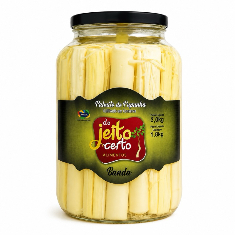 Palmito Pupunha Banda 3kg Pote Grande Conserva Premium