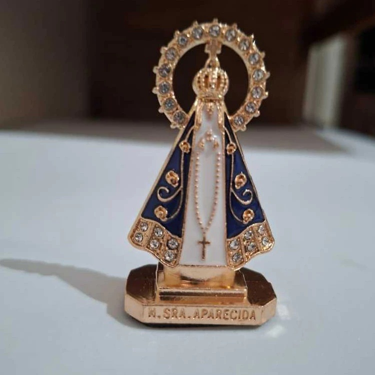 Santinha de Carro Imagem Nossa Senhora Aparecida com Coroa Dourada para Carro