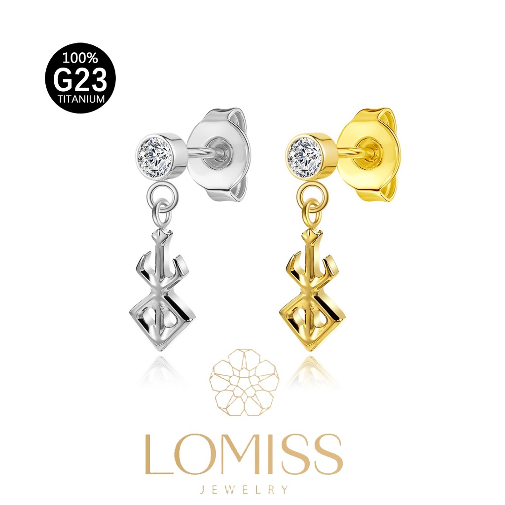 LOMISS Brinco Titânio G23 PVD Redondo Zircônia Com Pingente de Seta Lóbulo Helix Piercing de Orelha Hipoalergênico