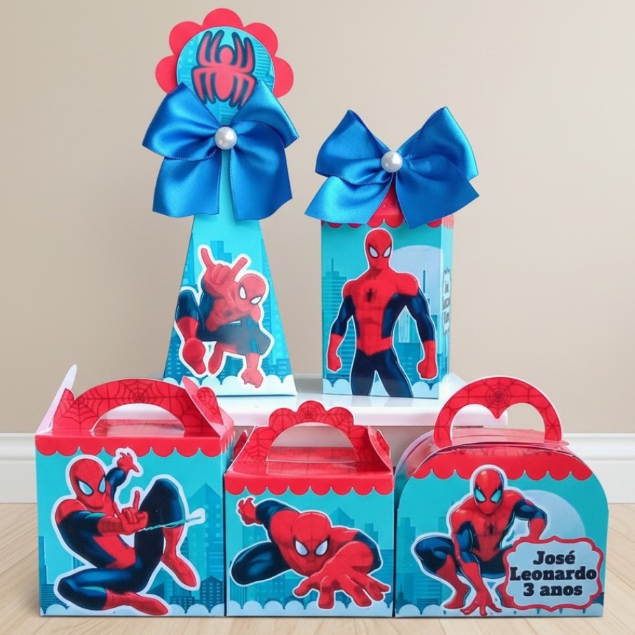 KIT PEGUE E MONTE – CAIXINHAS PERSONALIZADAS PARA LEMBRANCINHAS DE FESTA INFANTIL HOMEM ARANHA