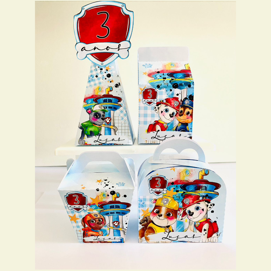 ⭐ Kit Caixinhas Personalizadas Patrulha Canina Desmontadas