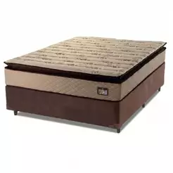 Cama Box Casal Colchão Espuma D33 Pillow Top Van Gogh 138x188x67cm Marrom Hellen - Suporta até 120kg