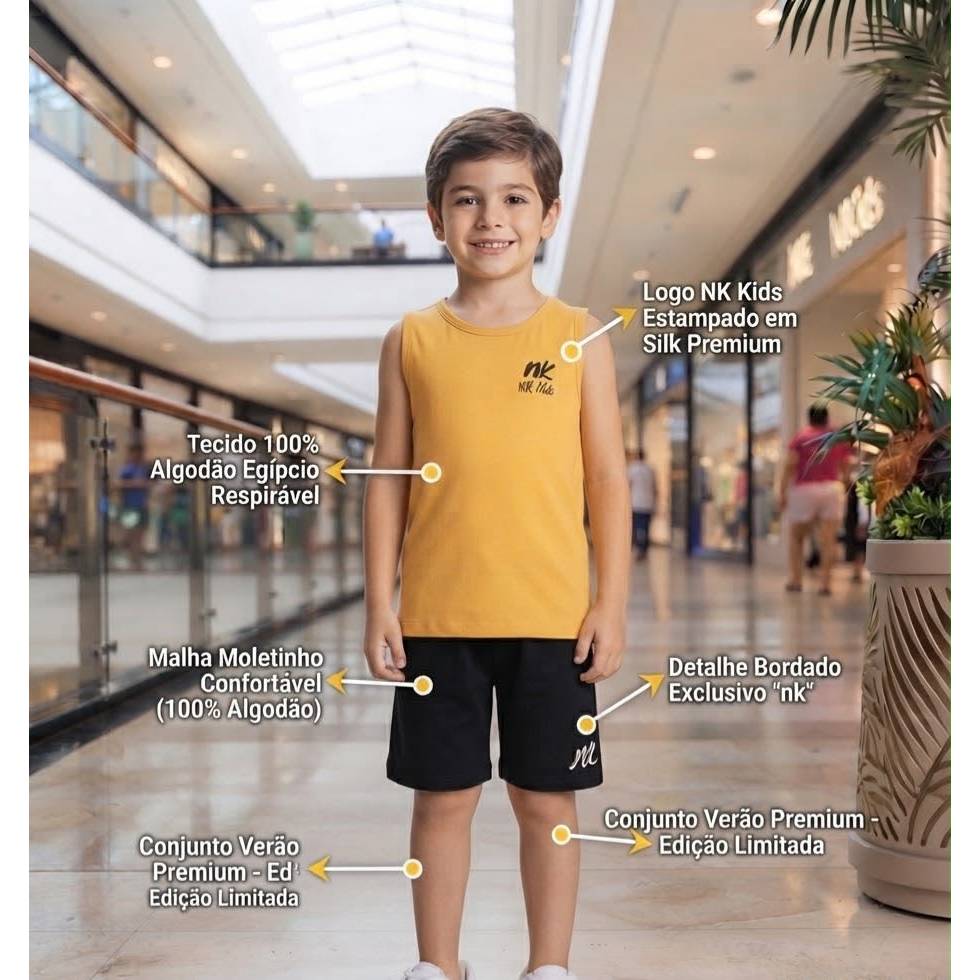 Conjunto Infantil Masculino Menino Camiseta Regata + Bermuda
