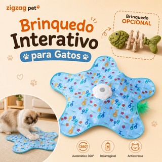 Brinquedo Interativo para Gatos Tapete Estrela 360 Recarregáveis com Pena +Kit Opcionais