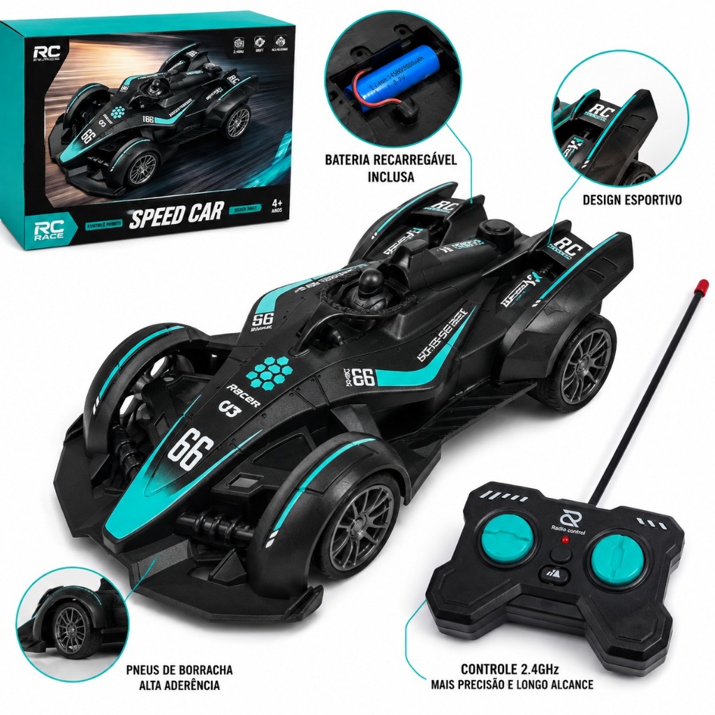 Carrinho Controle Remoto Recarregável Rc Esportivo Policial