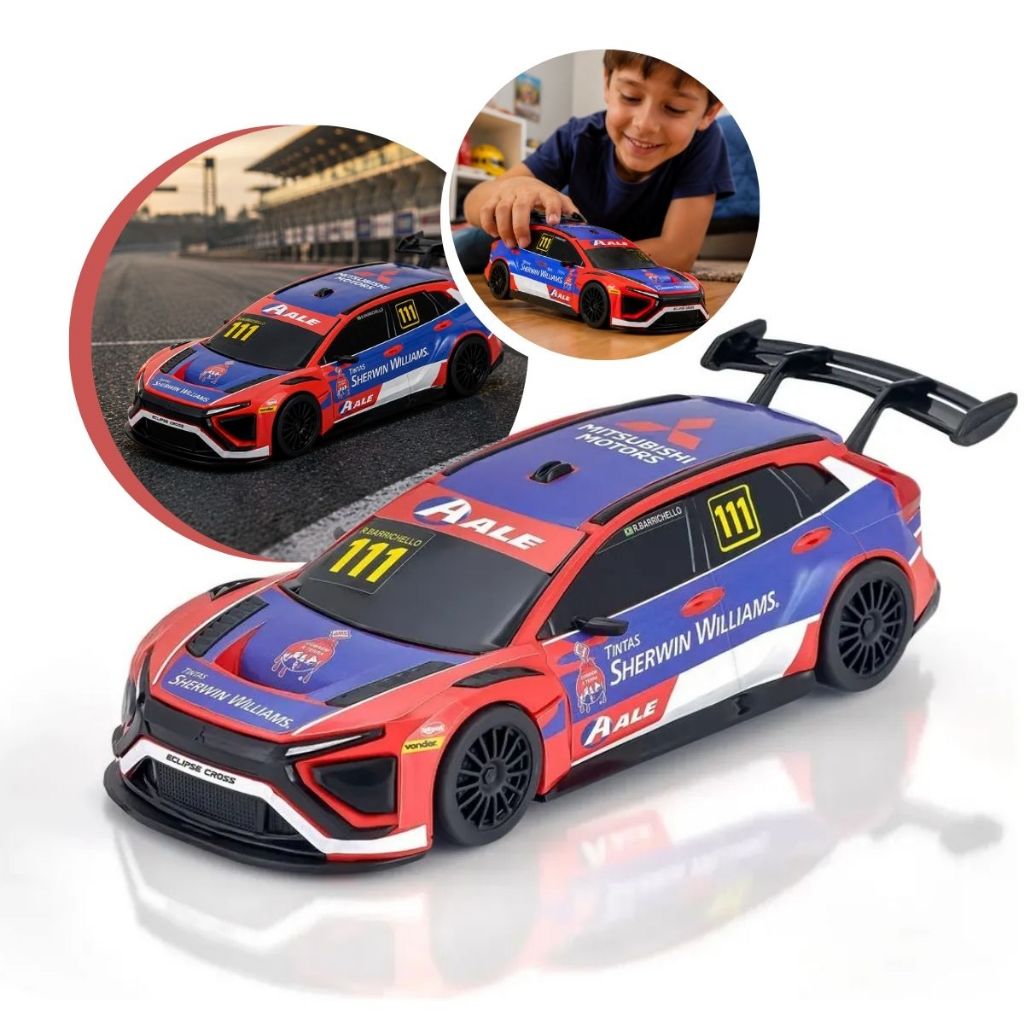Miniatura Carro Stock Car 1:30 Mitsubishi Eclipse Cross Rubinho Barrichello Pneus Emborrachados
