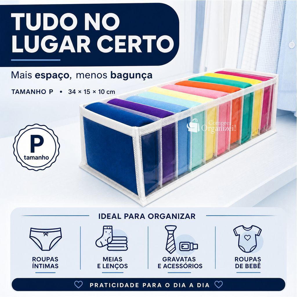 Colmeia organizadora de Gavetas tamanho "P" - 01 Un - Organizador de guarda roupas tamanho P
