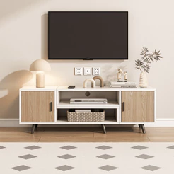 Rack para TV 175cm 3 Prateleiras,Aparador Retro com 2 Gavetas,Suporta TV 32‑70 Polegadas,Móvel para Sala Estar Decoração