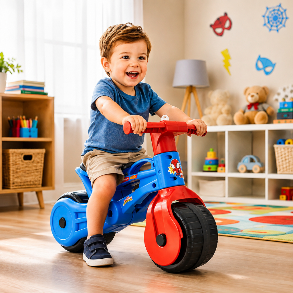 Bicicletinha Bicicleta Equilíbrio Sem Pedal Até 25kg Infantil Azul Spidey Baby Rider Passeio Brinquedo Menino