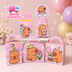 Kit Caixinhas Personalizadas Capivara menina - Pronta Entrega, kit festa e Lembrancinhas para festa -Pegue e Monte