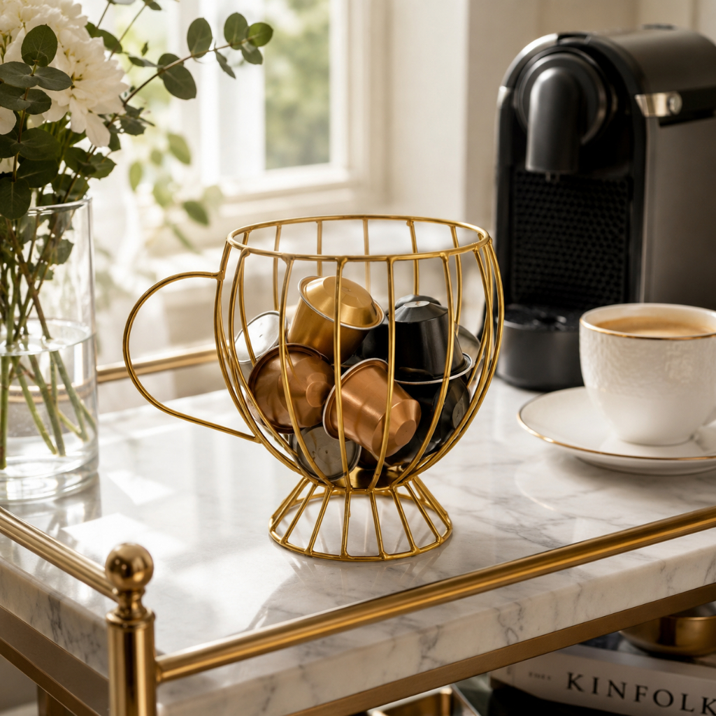 Porta Capsula De Café Dispenser Em Formato De Xícara Decorativa Em Aço Para Casa Escritorio Promoção