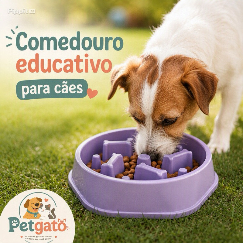Comedouro lento educativo antiengasgo para cães e gatos porte médio 22,5 cm
