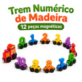 Trem magnético de madeira com 12 peças