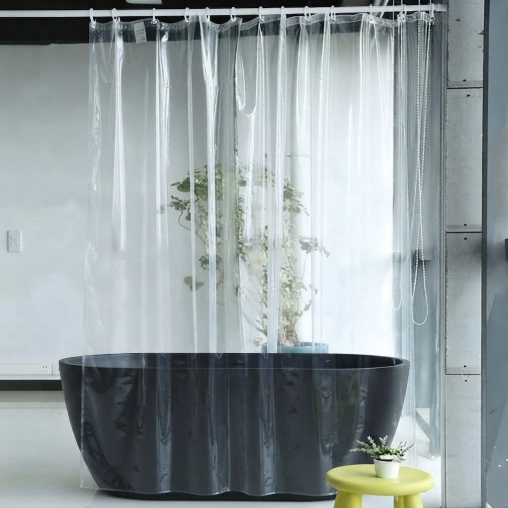 Cortina Lisa para Banheiro  box 1,38m x 2,00m transparente cortina de banheiro