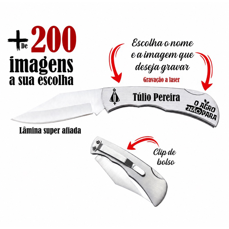 Canivete Personalizado com Gravação a Laser - +200 Artes para você escolher