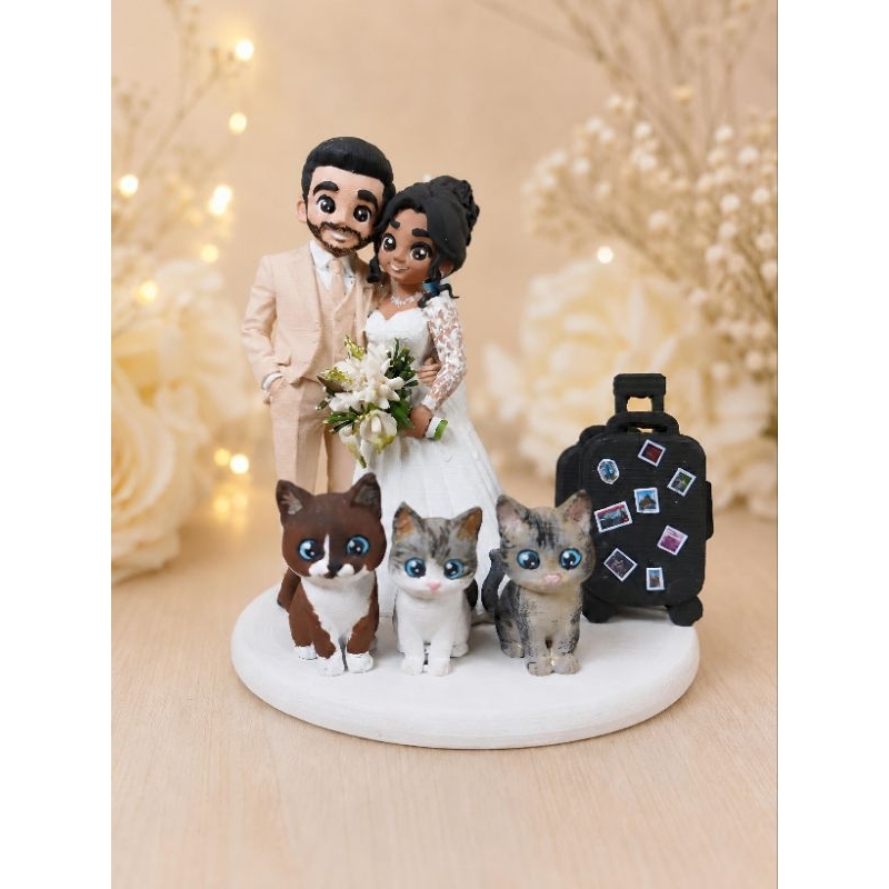 Topo de Bolo Casamento Noivinhos Personalizados feitos a partir de fotos do Casal Impress…