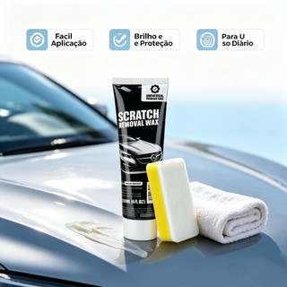 Cera Removedora de Arranhões Leves para Carros, Renovação Visual da Pintura Automotiva, Fácil Aplicação com Esponja Incl